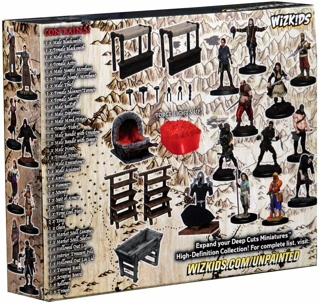 BACK-ORDER - WizKids Deep Cuts: Townspeople & Accessories Unpainted Miniatures