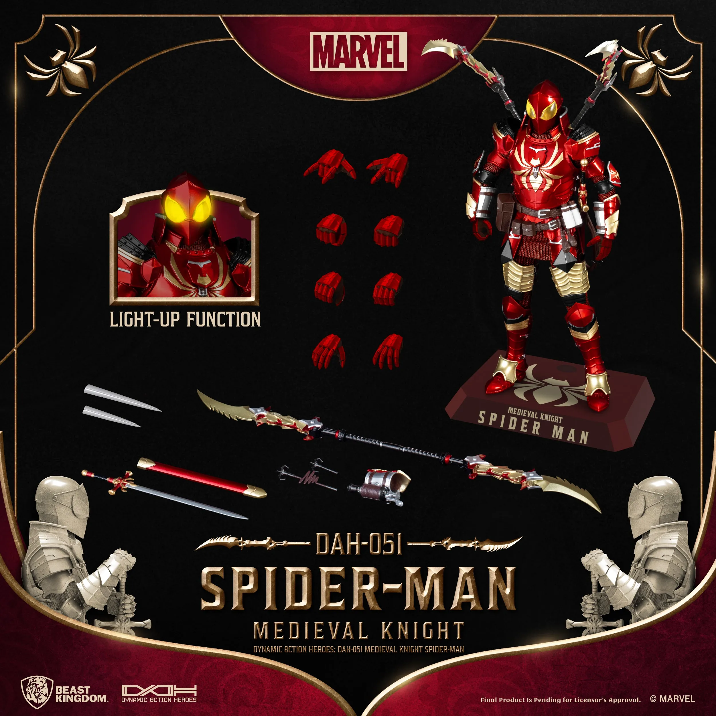 Beast Kingdom DAH-051 Medieval Knight Spider-Man 1:9 Scale Dynamic 8ction Heroes Action Figure