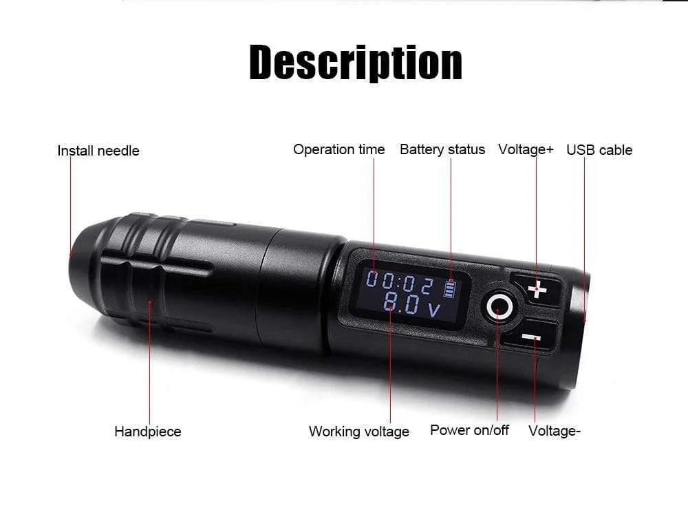 Biomaser Wireless Tattoo Machine Professional Rotary Tattoo Pen Original German Motor 1800mAh Battery Fast Charge Stroke 4.0mm
