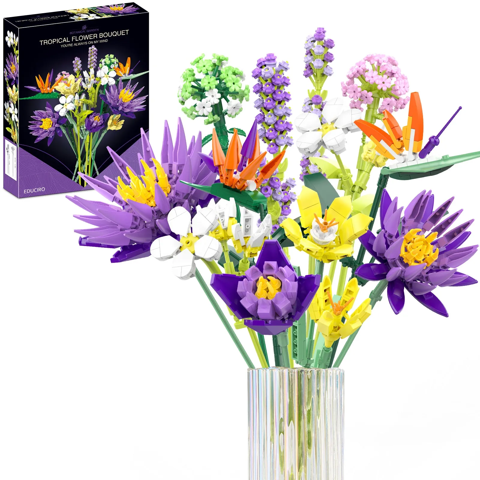 Flower Bouquet Building Sets, Gifts for Mother’s Day, Birthday, Valentines Day, Office & Home Decor Accessories, Creative Building Blocks for Kids and Adults-891pcs