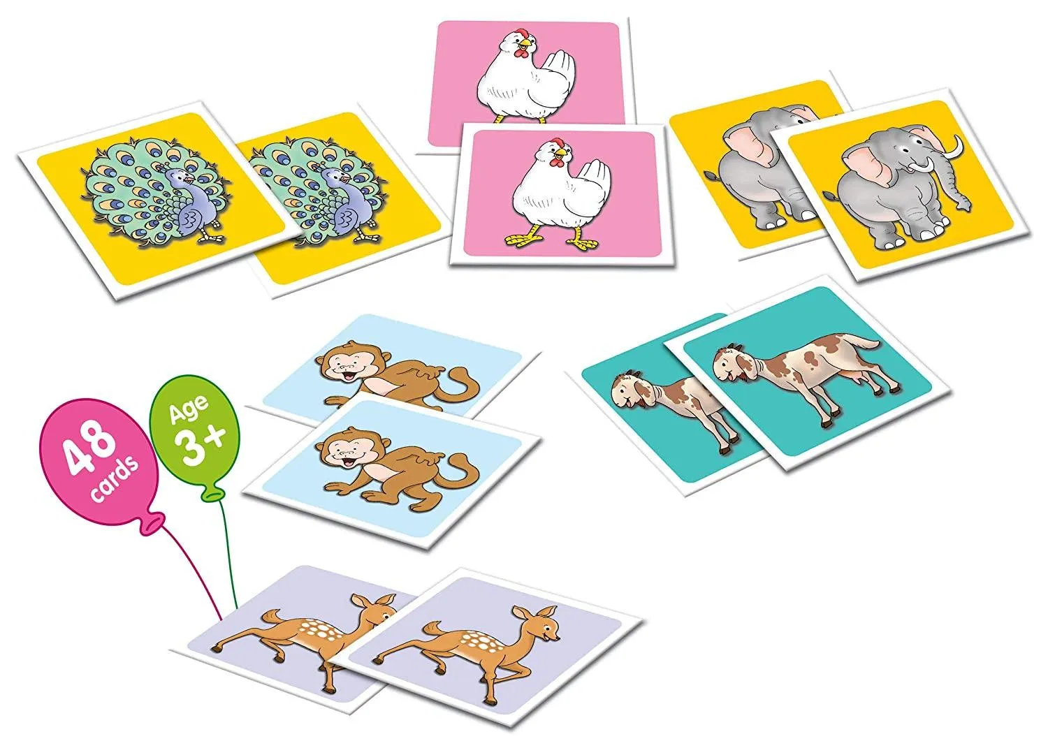 Frank Animal Pairs A Memory Game 48 Cards, Early Learner Matching Picture Card Game with Animal Images for Ages 3 & Above