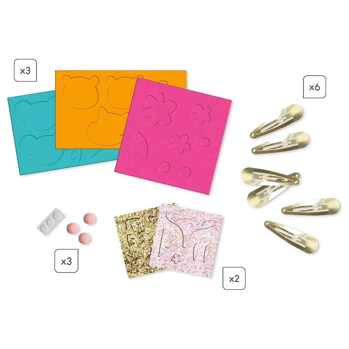 Janod 6 Glittery Animal Hairclips to Make Kit
