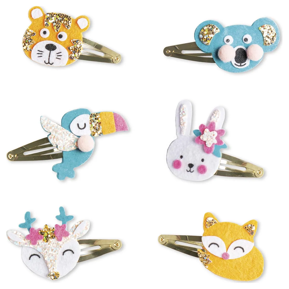 Janod 6 Glittery Animal Hairclips to Make Kit