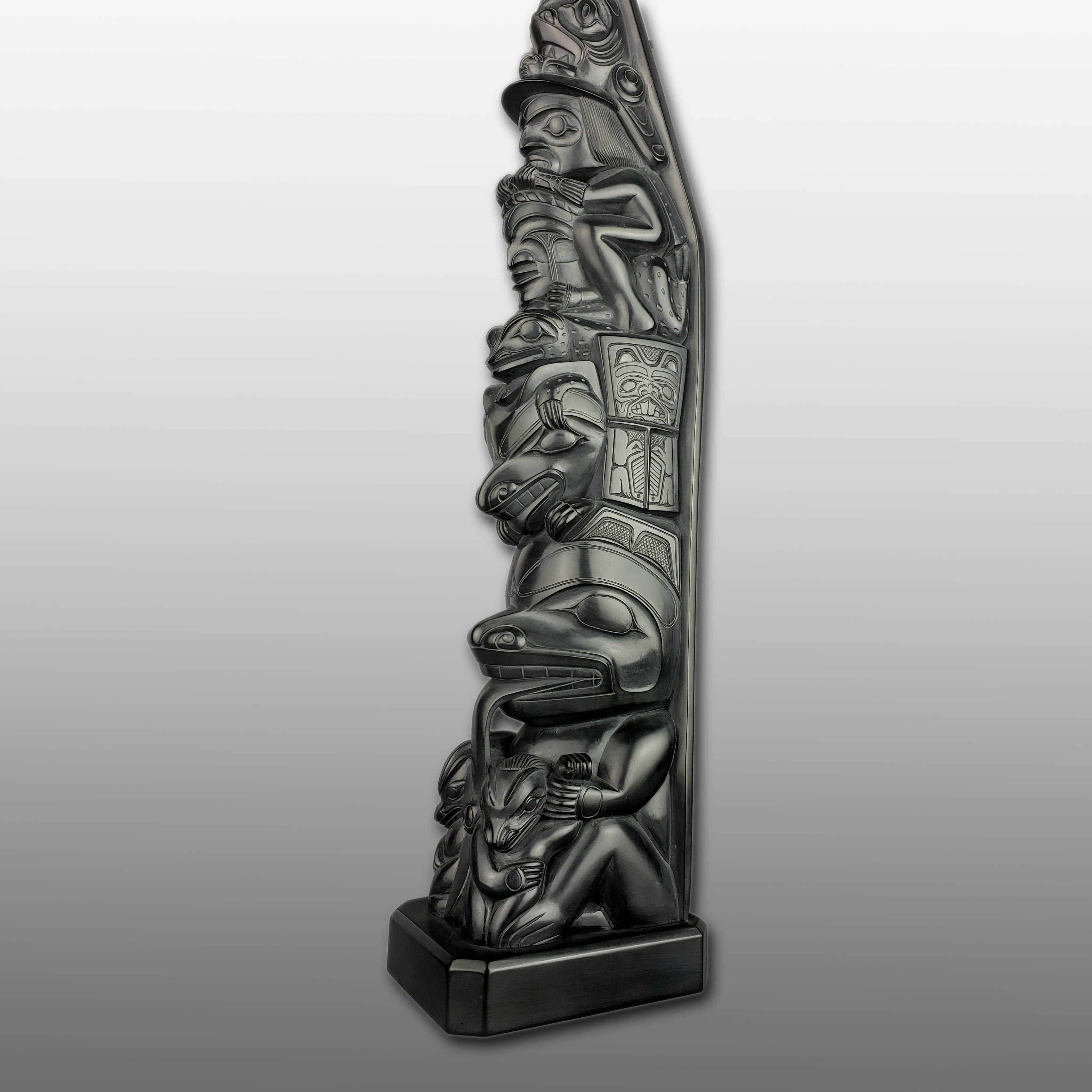 Large Bear Mother Argillite Totem Pole