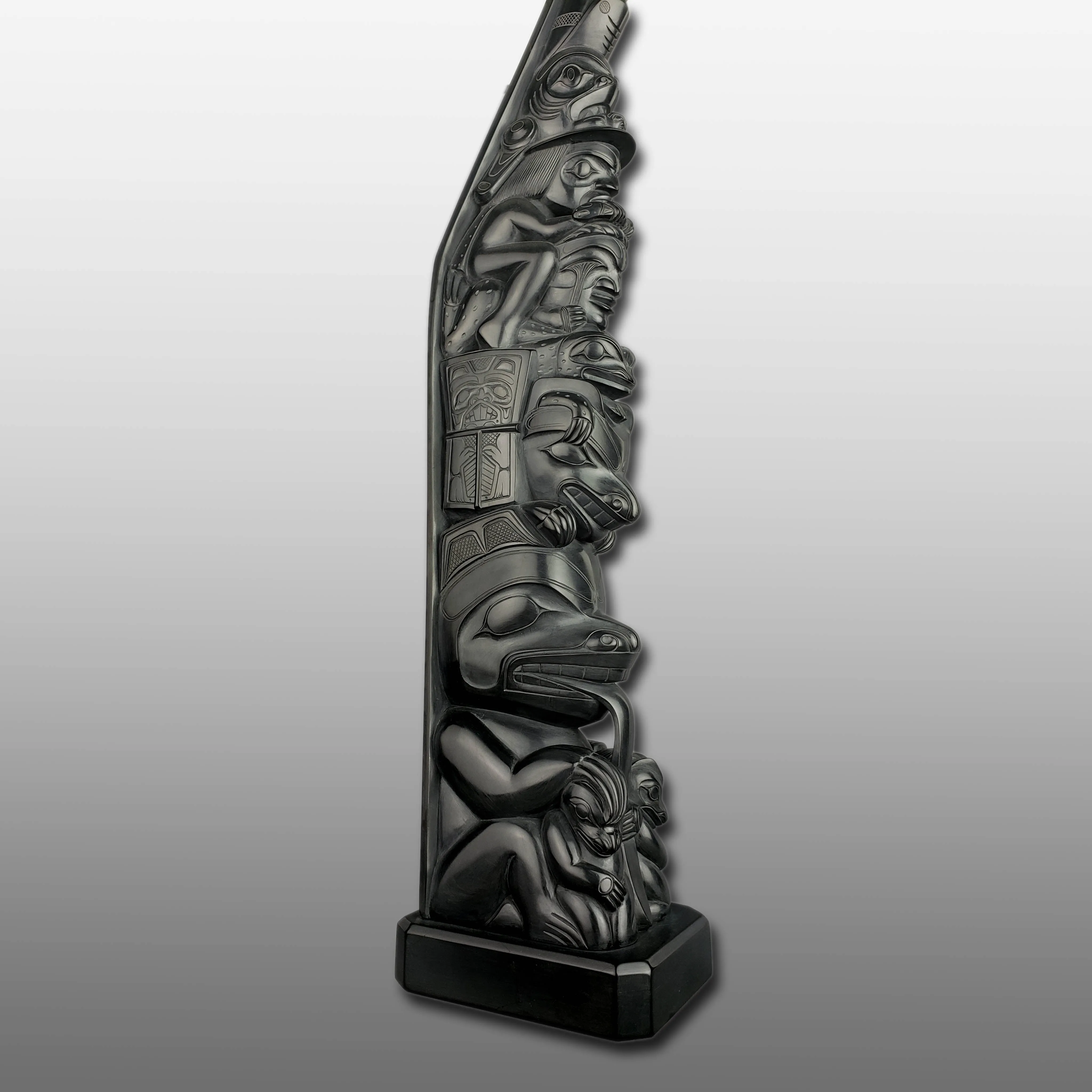 Large Bear Mother Argillite Totem Pole
