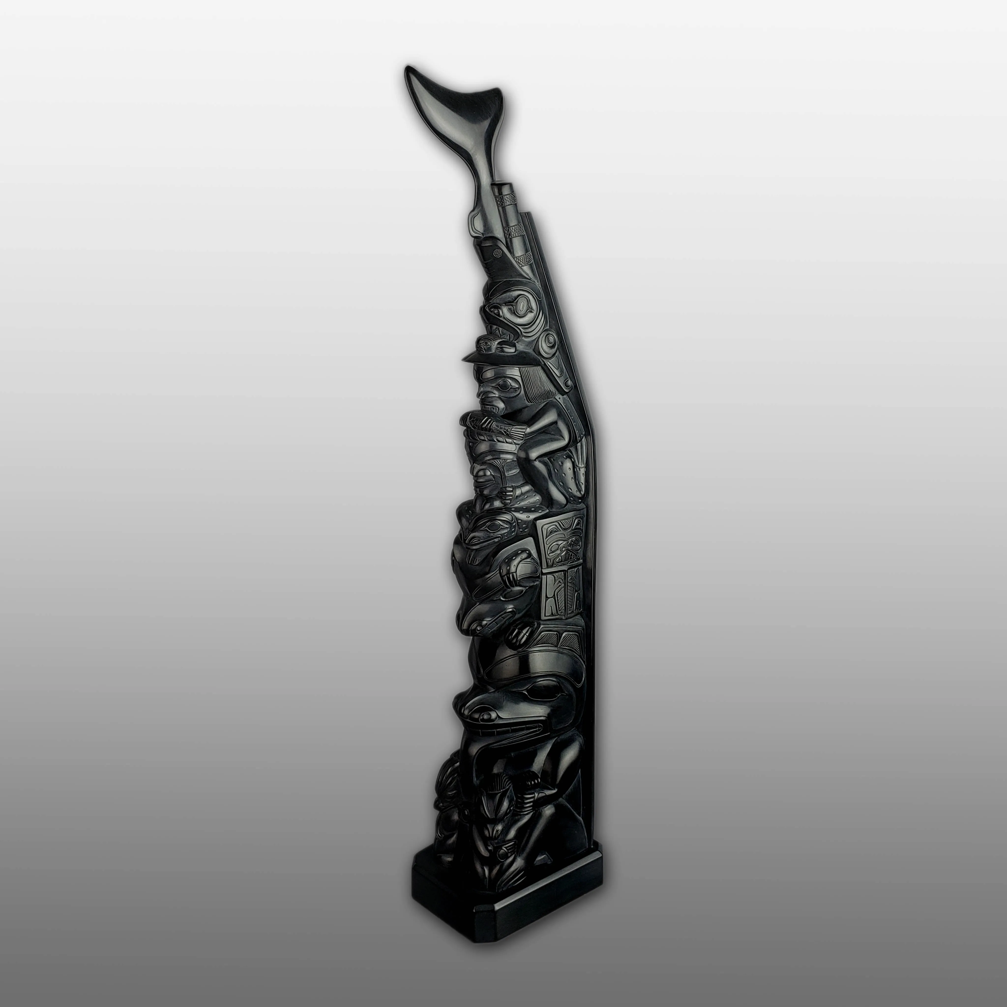 Large Bear Mother Argillite Totem Pole