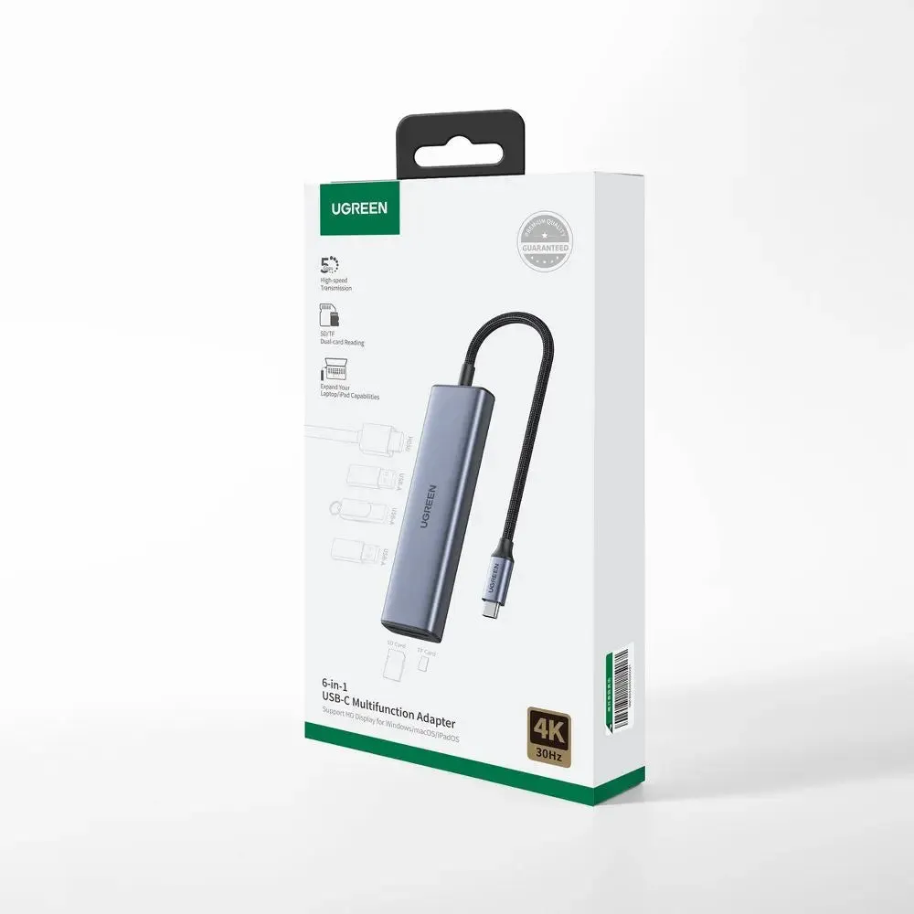 Ugreen 6-in-1 Type C to HDMI  USB 3.0*3   SD/TF Converter